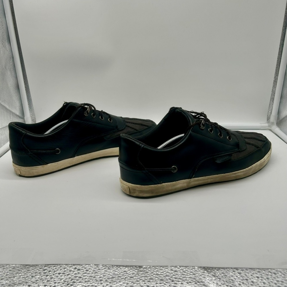 Polo‎ Ralph Lauren Ramiro Shoes Men 13 Leather Duck Boat Sneaker Casual Black - Picture 4 of 9